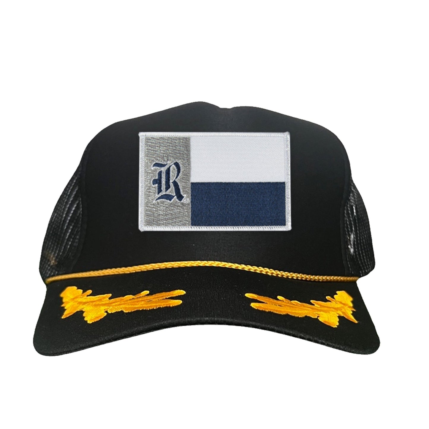 Rice Texas Flag with Logo Hats / 219 / Rice028 / MM - Black / Gold Foam Mesh Snapback - Club Rehab