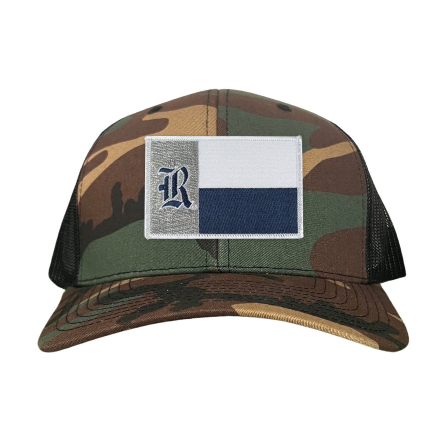 Rice Texas Flag with Logo Hats / 219 / Rice028 / MM - Camo Curved Mesh Snapback - Club Rehab