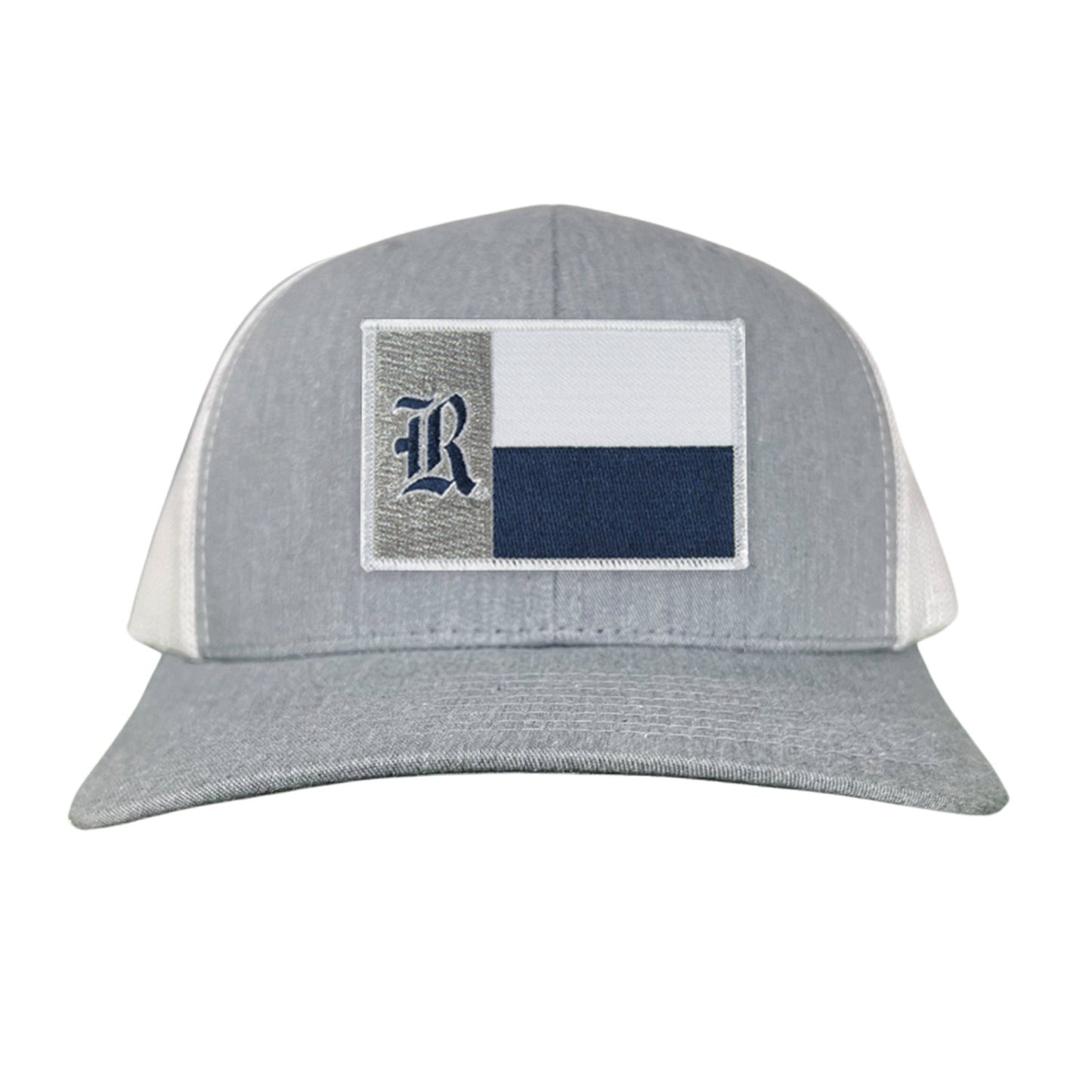 Rice Texas Flag with Logo Hats / 219 / Rice028 / MM - Heather Grey / White Curved Mesh Snapback - Club Rehab