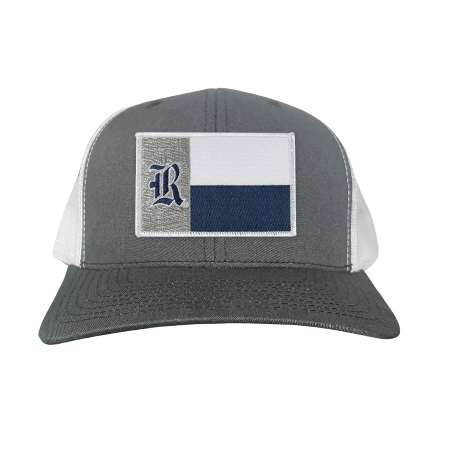 Rice Texas Flag with Logo Hats / 219 / Rice028 / MM - Charcoal / White Curved Mesh Snapback - Club Rehab