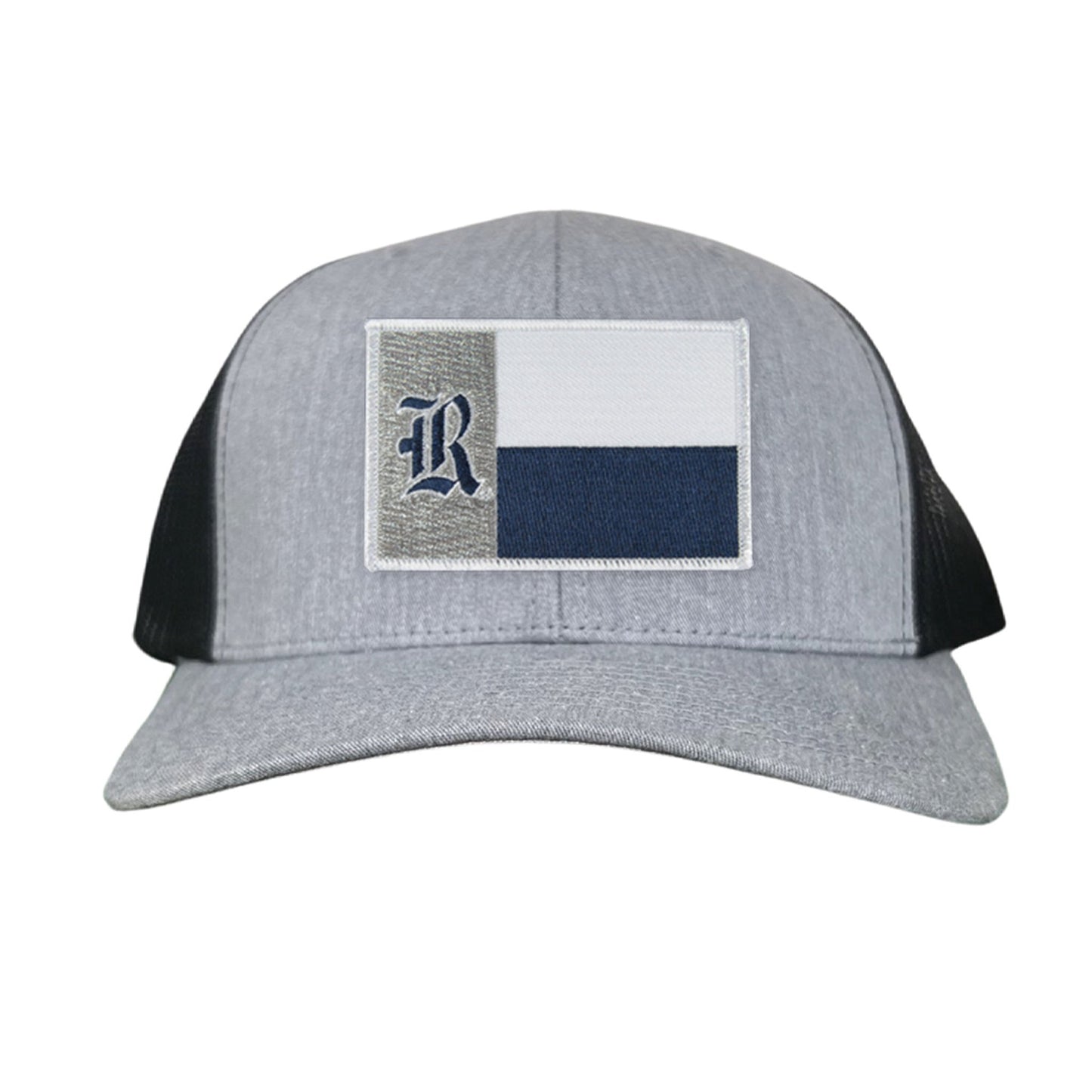 Rice Texas Flag with Logo Hats / 219 / Rice028 / MM - Heather Grey / Black Curved Mesh Snapback - Club Rehab