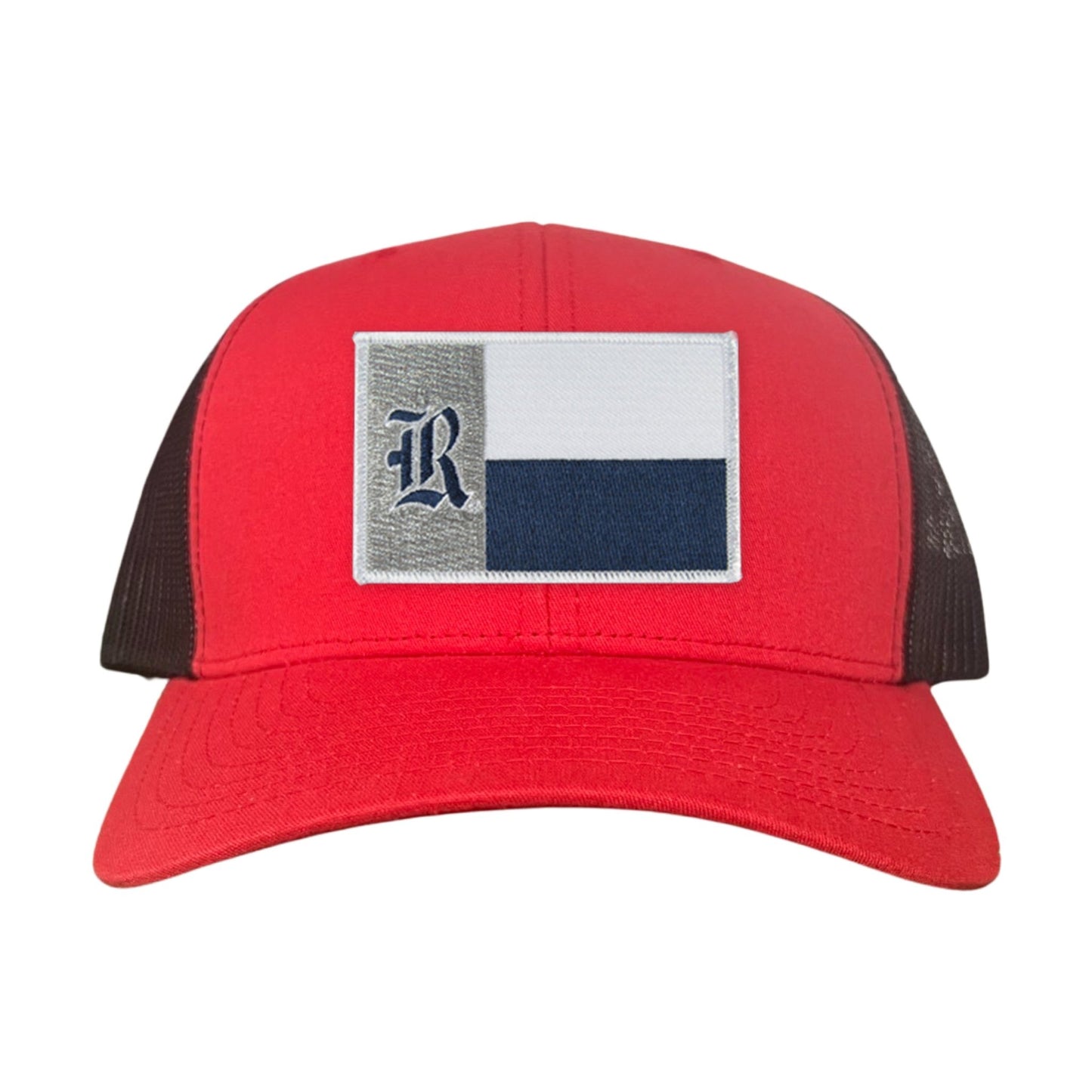 Rice Texas Flag with Logo Hats / 219 / Rice028 / MM - Red / Black Curved Mesh Snapback - Club Rehab