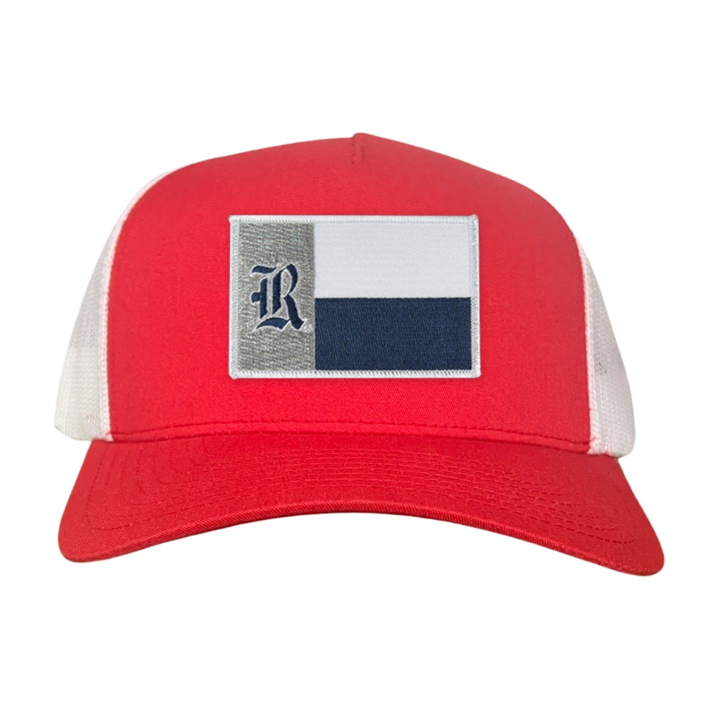 Rice Texas Flag with Logo Hats / 219 / Rice028 / MM - Red / White Curved Mesh Snapback - Club Rehab