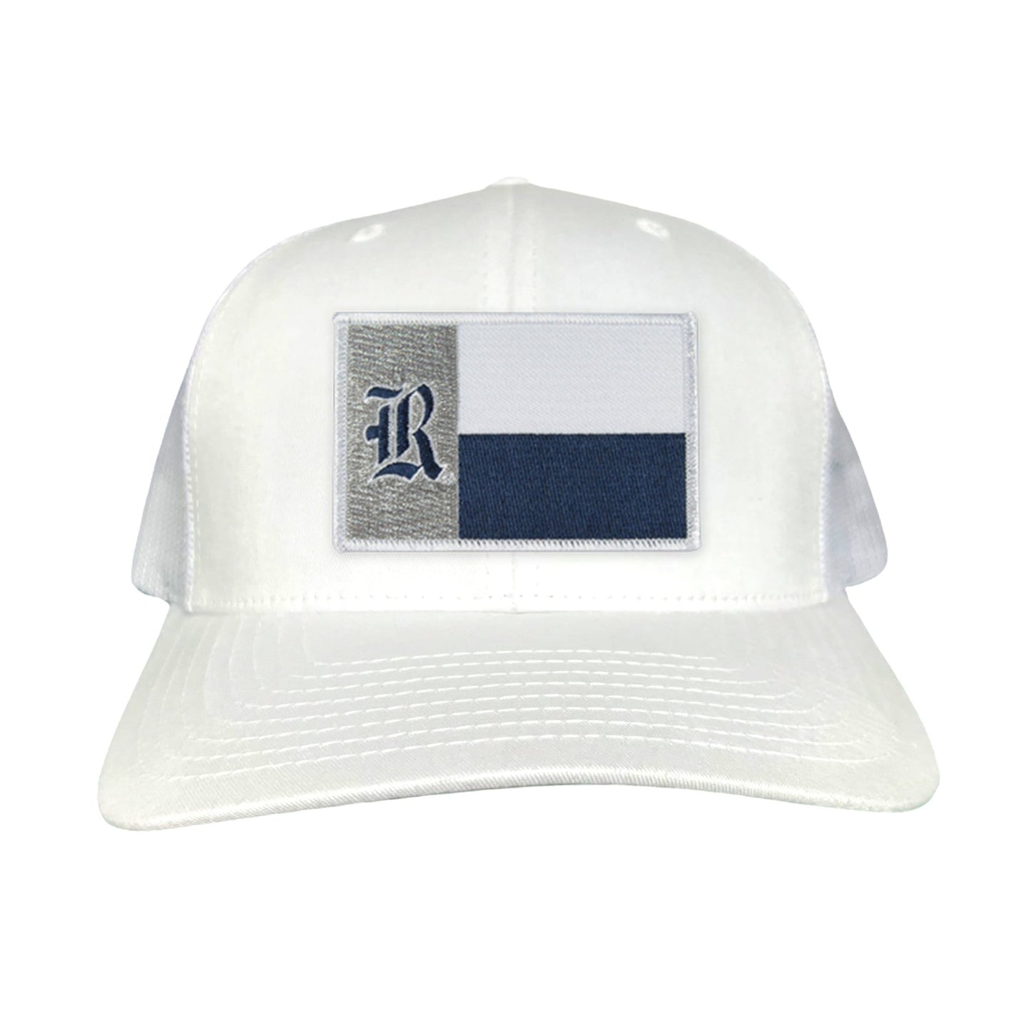 Rice Texas Flag with Logo Hats / 219 / Rice028 / MM - White Curved Mesh Snapback - Club Rehab