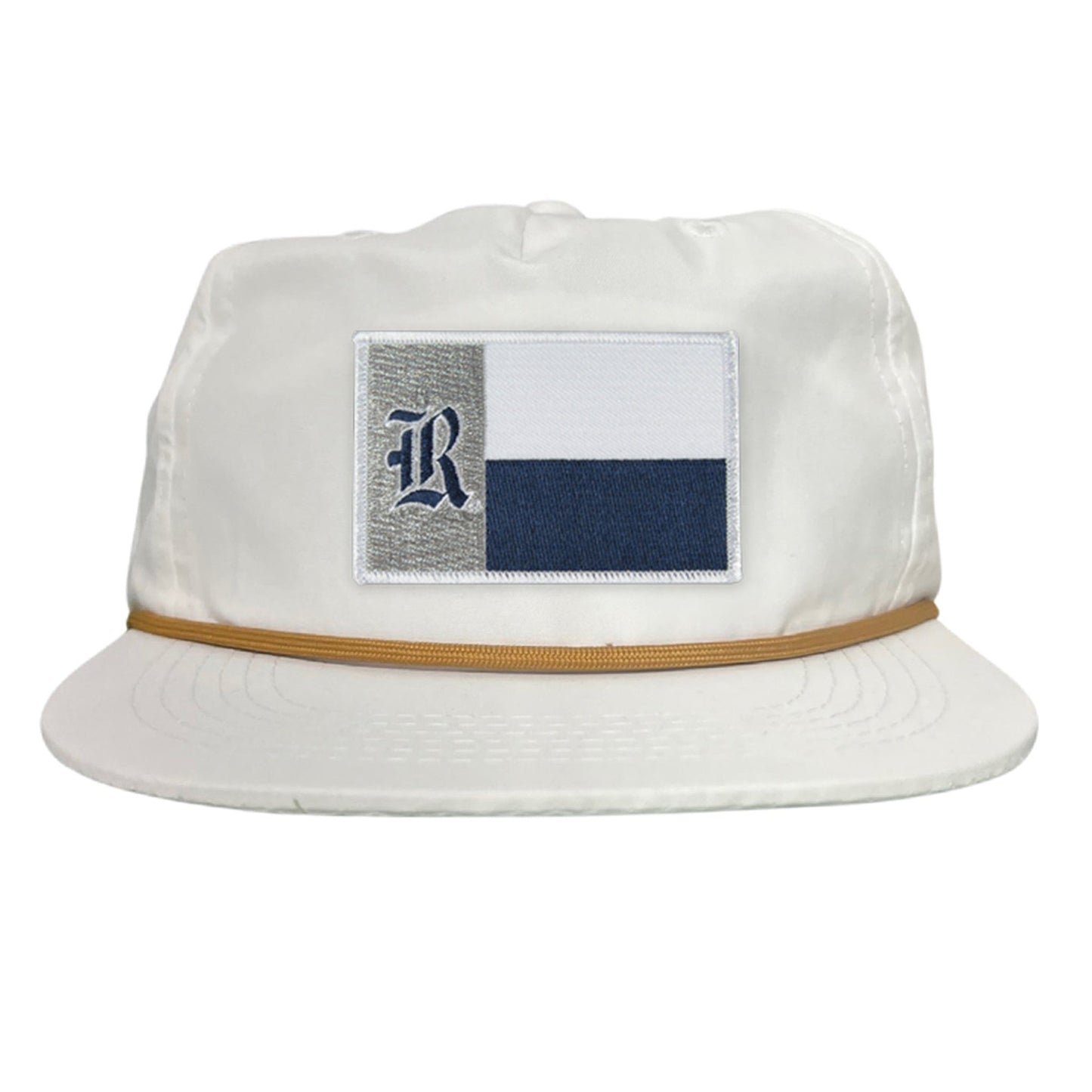 Rice Texas Flag with Logo Hats / 219 / Rice028 / MM - Flat Bill White with Gold Rope Canvas - Club Rehab