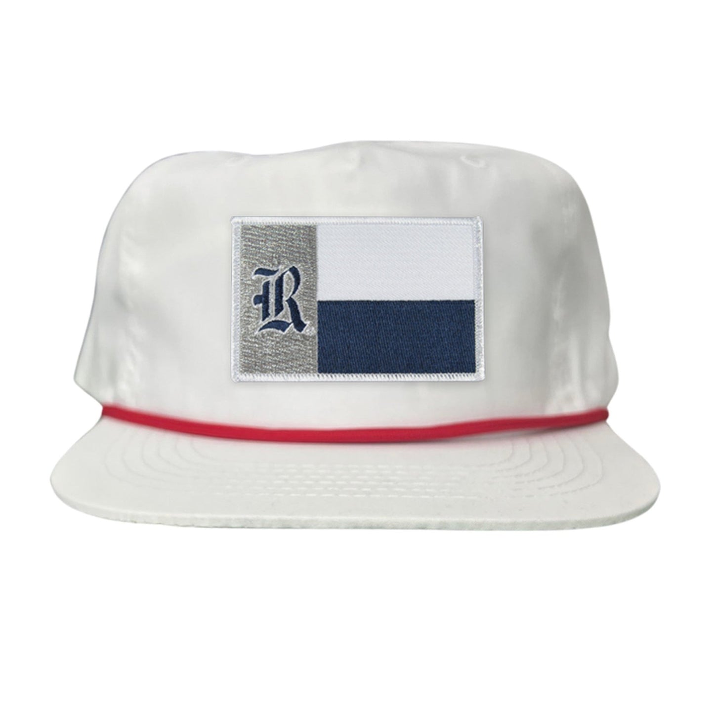 Rice Texas Flag with Logo Hats / 219 / Rice028 / MM - Flat Bill White with Red Rope Canvas - Club Rehab