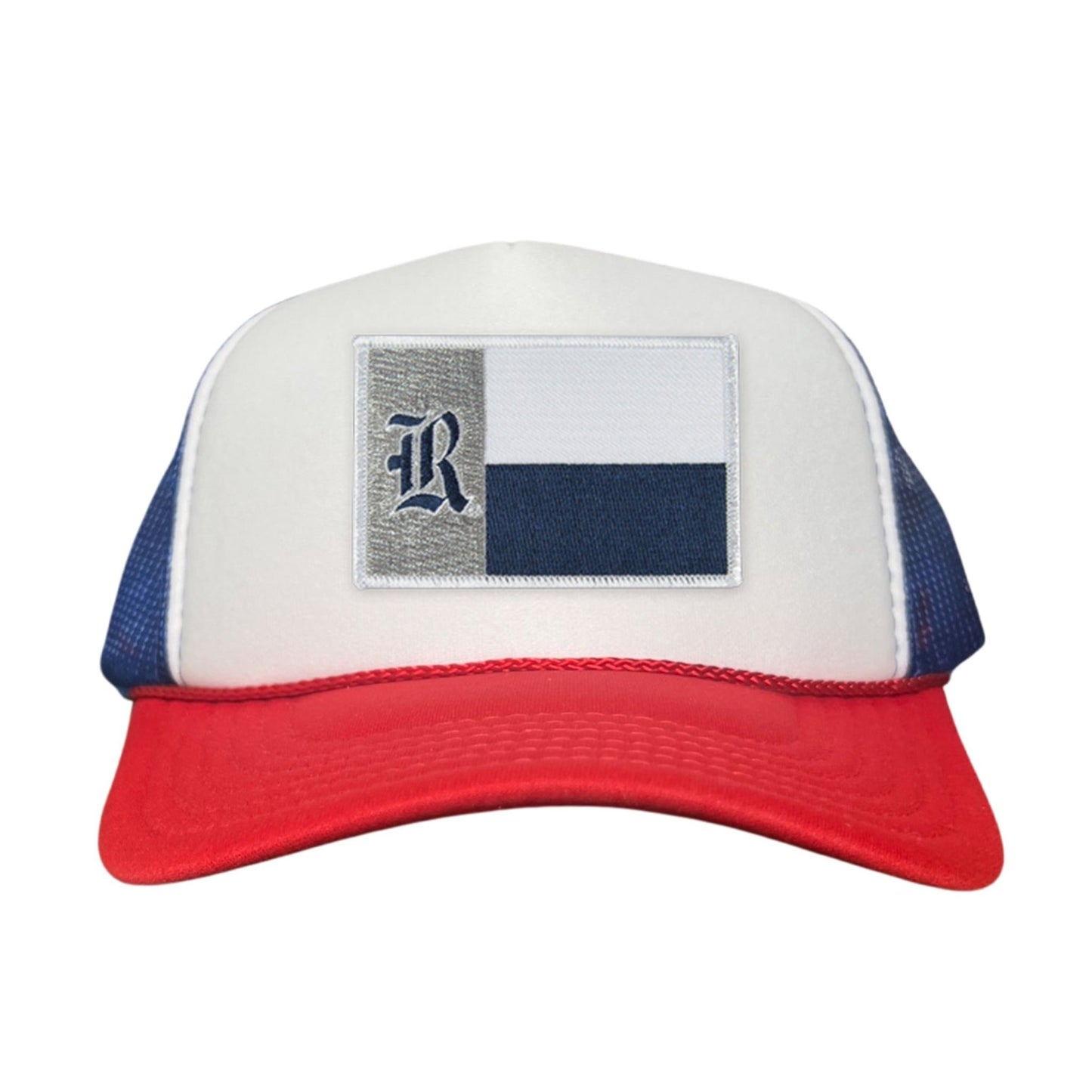 Rice Texas Flag with Logo Hats / 219 / Rice028 / MM - Red/ White / Blue Foam Mesh Snapback - Club Rehab