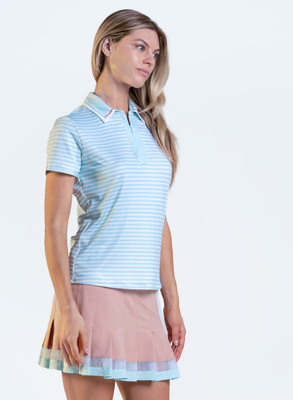 Riviera Stripe Polo Short Sleeve - XS WAVE - Club Rehab