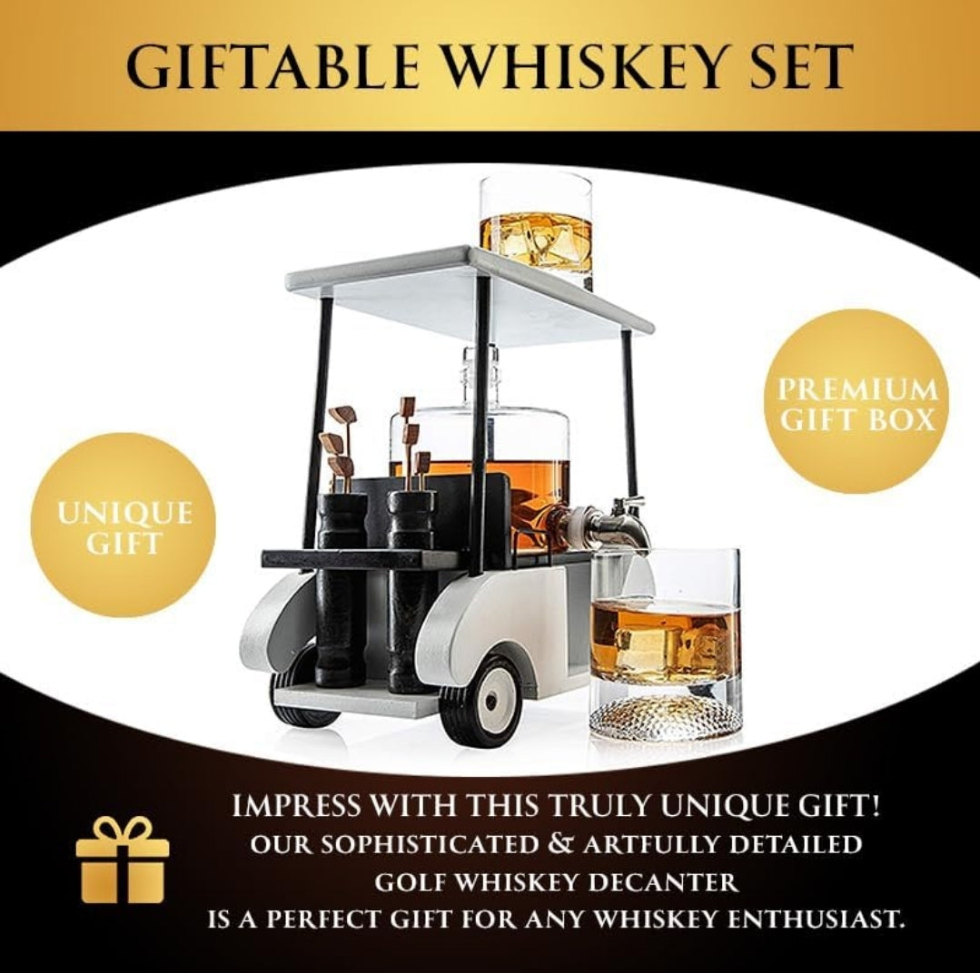 Limited Edition Golf Cart Whiskey Decanter Set