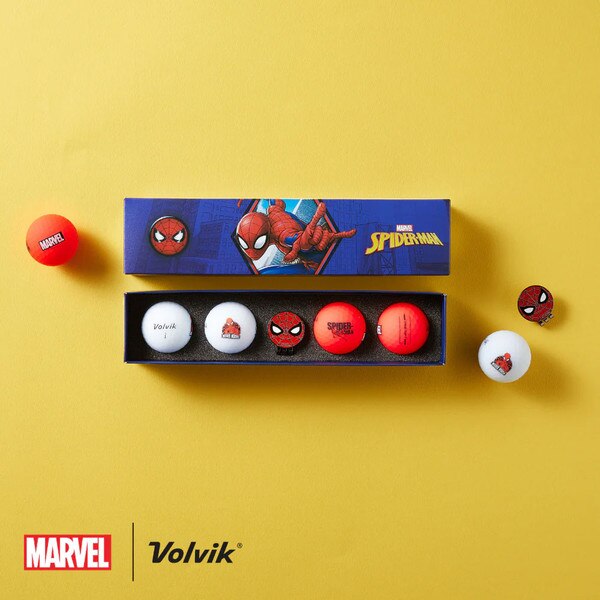Volvik Vivid Soft Marvel Series Golf Balls with Ball Marker – 4 Ball Gift Set