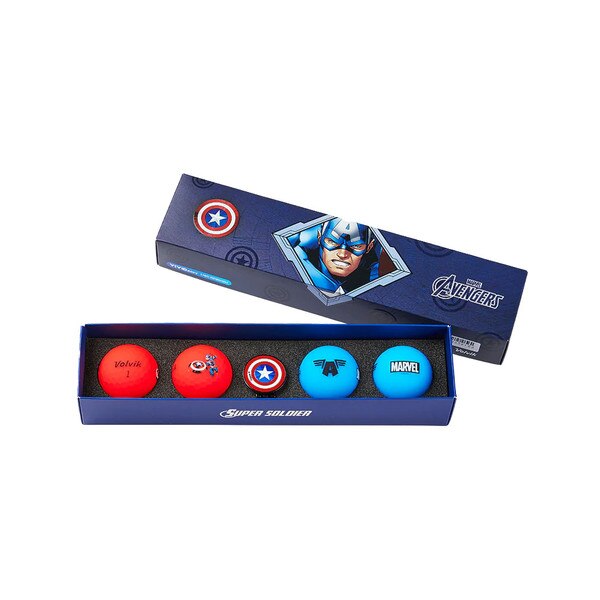 Volvik Vivid Soft Marvel Series Golf Balls with Ball Marker – 4 Ball Gift Set