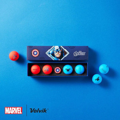 Volvik Vivid Soft Marvel Series Golf Balls with Ball Marker – 4 Ball Gift Set