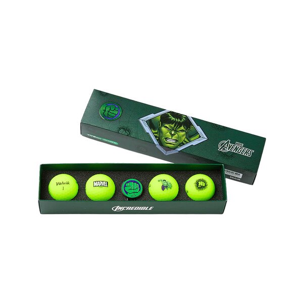 Volvik Vivid Soft Marvel Series Golf Balls with Ball Marker – 4 Ball Gift Set