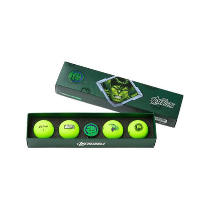 Volvik Vivid Soft Marvel Series Golf Balls with Ball Marker – 4 Ball Gift Set