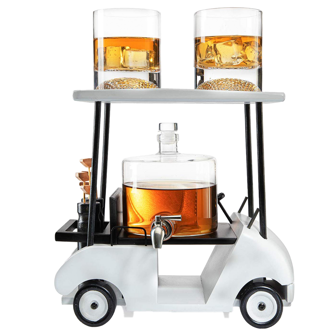 Golf Cart Decanter & Glasses Gift Set