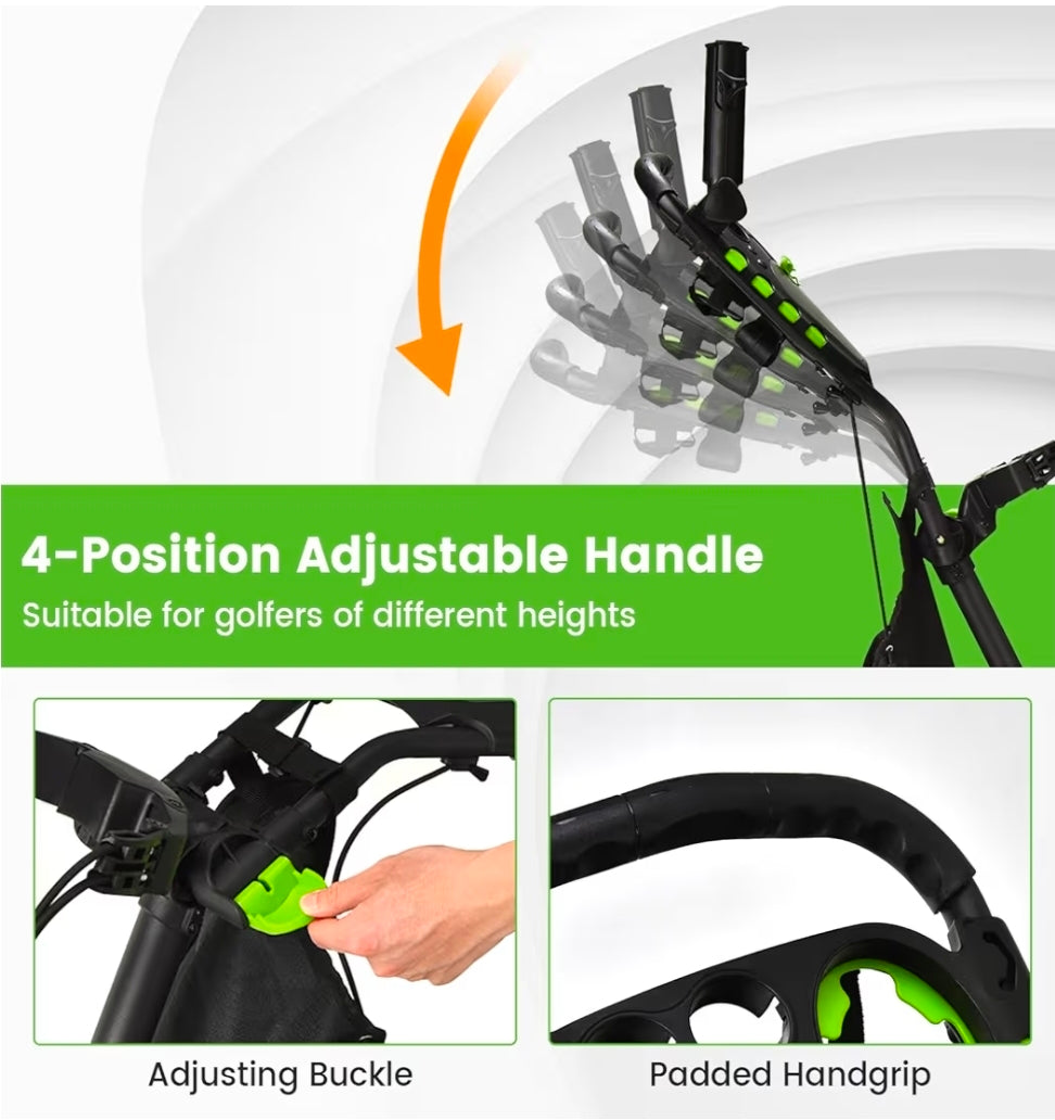 Goplus Folding 4-Wheel Golf Push Cart with Brake