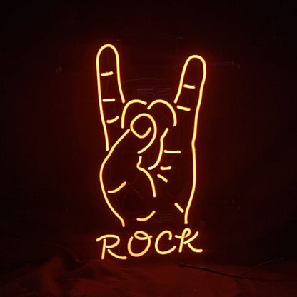 Rock Hand Neon Light Sign - Club Rehab