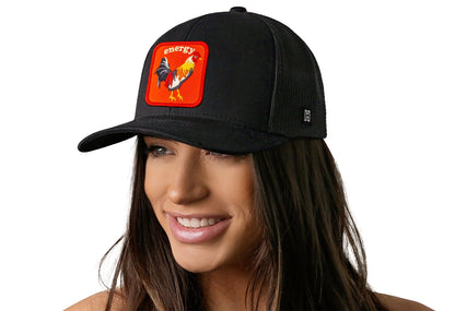 Rooster Energy Trucker Hat | Black Chicken Snapback - Adjustable - Club Rehab
