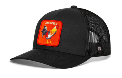 Rooster Energy Trucker Hat | Black Chicken Snapback - Adjustable - Club Rehab