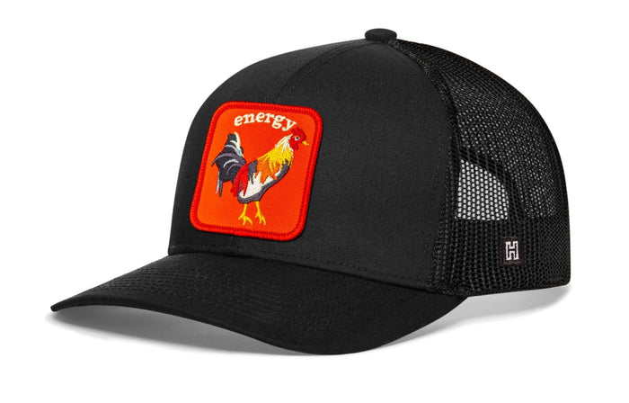 Rooster Energy Trucker Hat | Black Chicken Snapback - Adjustable - Club Rehab