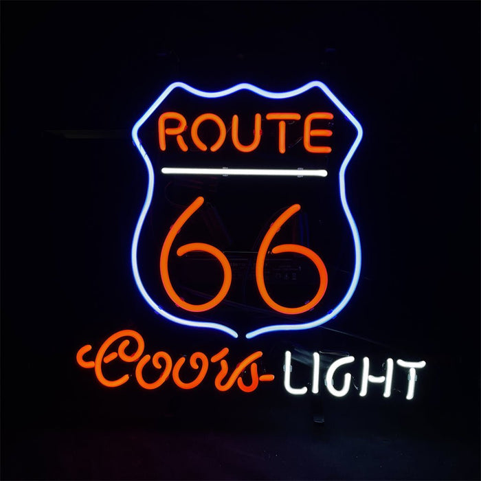 Route 66 Road Logo Coors Light Neon Signs Light - Club Rehab