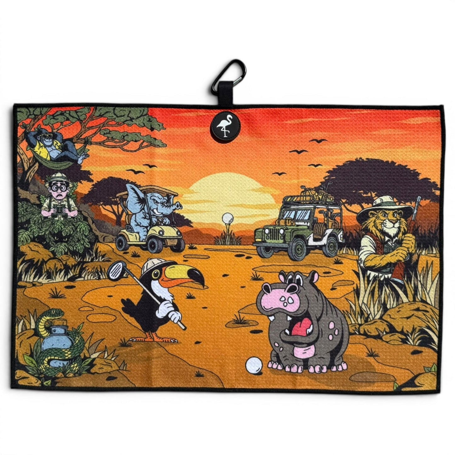 Safari Expedition: Lost Fairway Golf Towel | 24” x 16” Microfiber Towel | Magnetic Clip & Carabiner | Premium Golf Accessory - Club Rehab