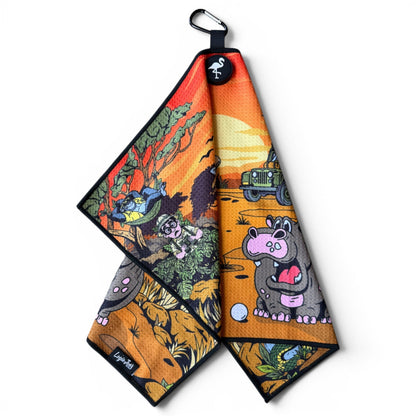 Safari Expedition: Lost Fairway Golf Towel | 24” x 16” Microfiber Towel | Magnetic Clip & Carabiner | Premium Golf Accessory - Club Rehab