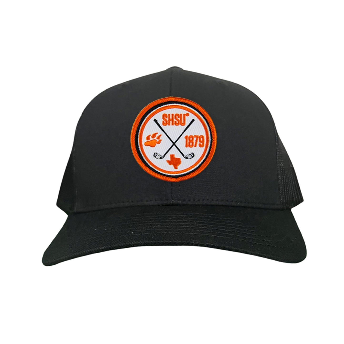Sam Houston / Golf Circle Patch / Hat / 176 / SH011 / MM - Black Curved Bill Mesh Snapback - Club Rehab