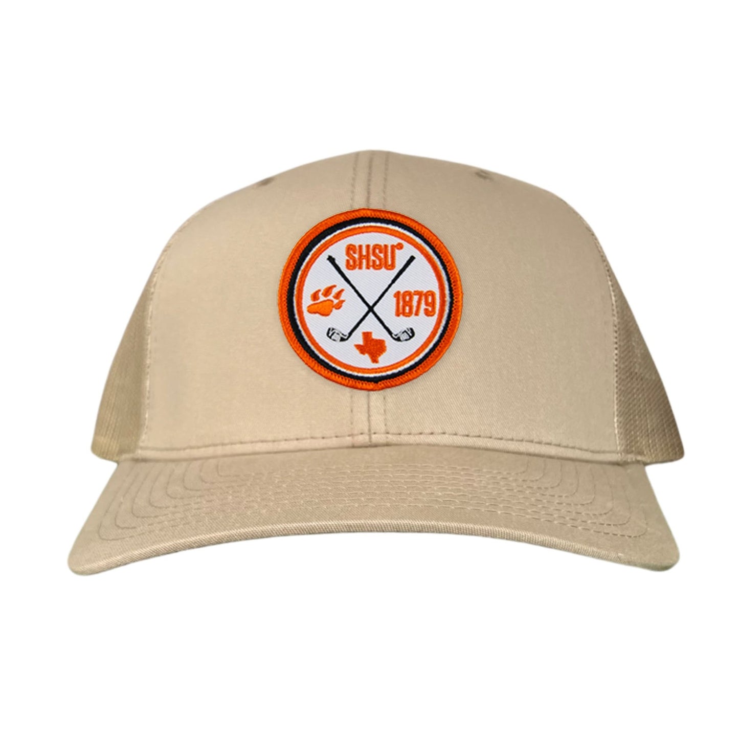 Sam Houston / Golf Circle Patch / Hat / 176 / SH011 / MM - Khaki Curved Bill Mesh Snapback - Club Rehab