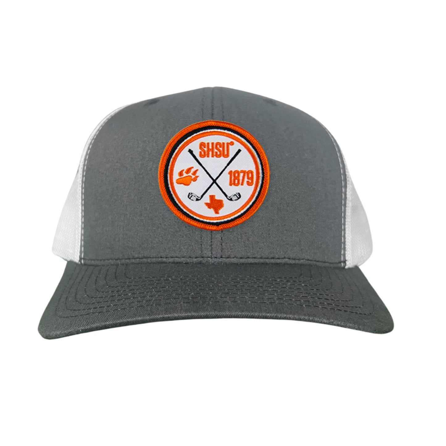 Sam Houston / Golf Circle Patch / Hat / 176 / SH011 / MM - Charcoal / White Curved Bill Mesh Snapback - Club Rehab