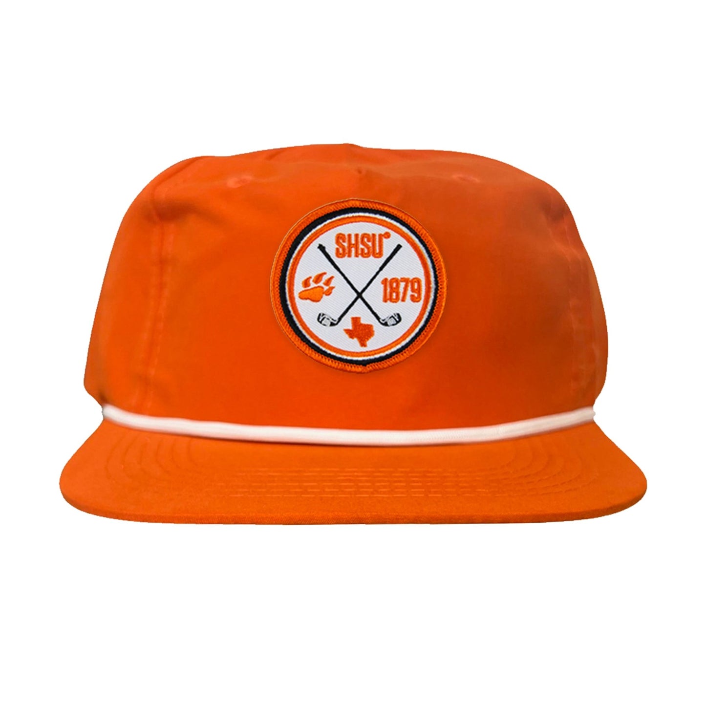 Sam Houston / Golf Circle Patch / Hat / 176 / SH011 / MM - Flat Bill Orange With White Rope - Club Rehab