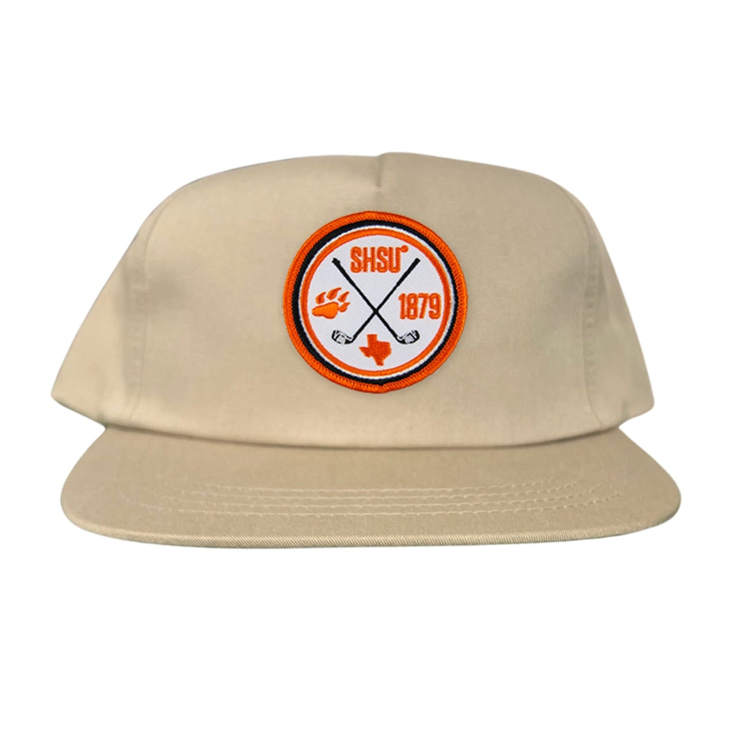 Sam Houston / Golf Circle Patch / Hat / 176 / SH011 / MM - Flat Bill Khaki Canvas Snapback - Club Rehab