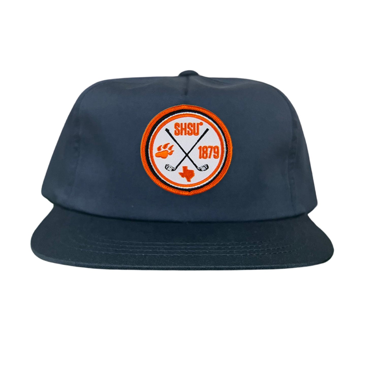 Sam Houston / Golf Circle Patch / Hat / 176 / SH011 / MM - Flat Bill Navy Canvas Snapback - Club Rehab