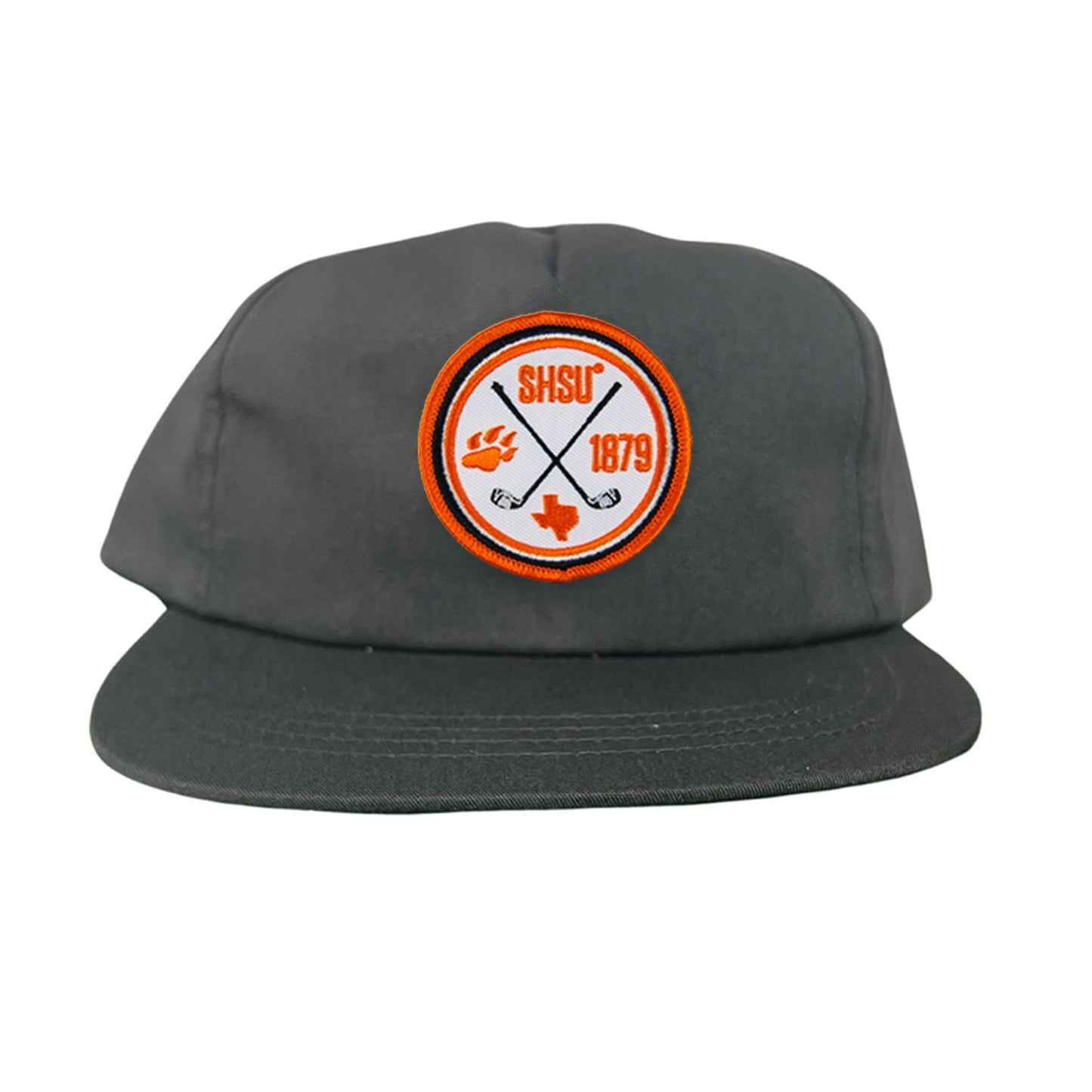 Sam Houston / Golf Circle Patch / Hat / 176 / SH011 / MM - Flat Bill Charcoal Canvas Snapback - Club Rehab