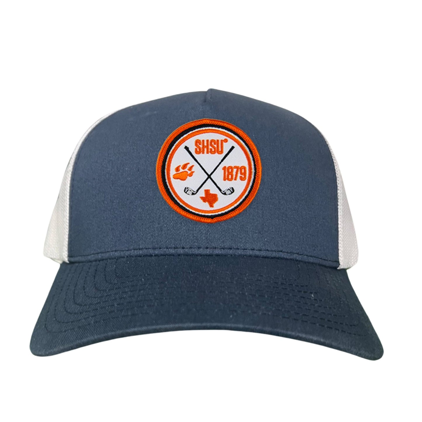 Sam Houston / Golf Circle Patch / Hat / 176 / SH011 / MM - Navy / White Curved Bill Mesh Snapback - Club Rehab