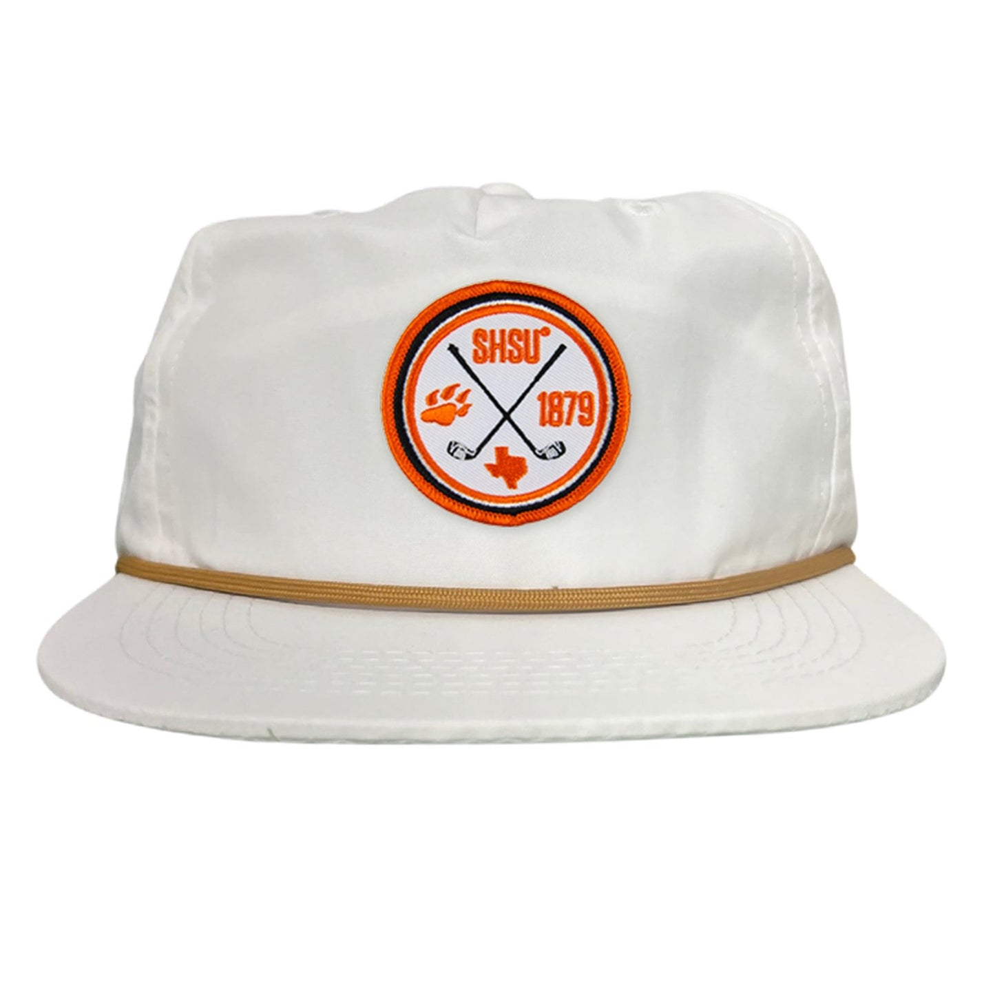 Sam Houston / Golf Circle Patch / Hat / 176 / SH011 / MM - Flat Bill White With Gold Rope - Club Rehab