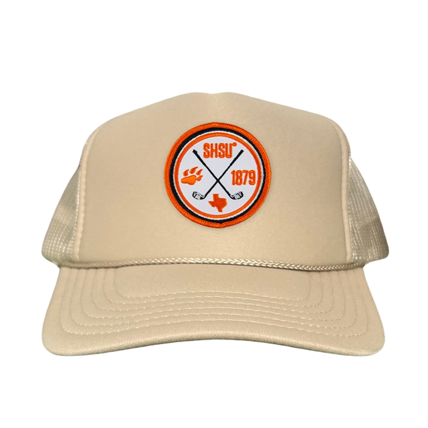 Sam Houston / Golf Circle Patch / Hat / 176 / SH011 / MM - Khaki Foam Mesh Snapback - Club Rehab