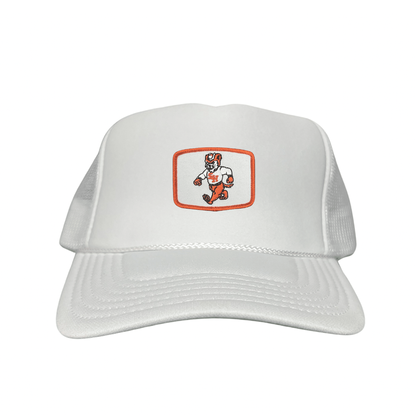 Sam Houston Walking Sammy Bearkat / Limited Edition Silver Hat / 162 / Mesh Snap Back / SHSU010 - Flat Bill White With Black Rope - Club Rehab