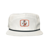 Flat Bill White With Black Rope