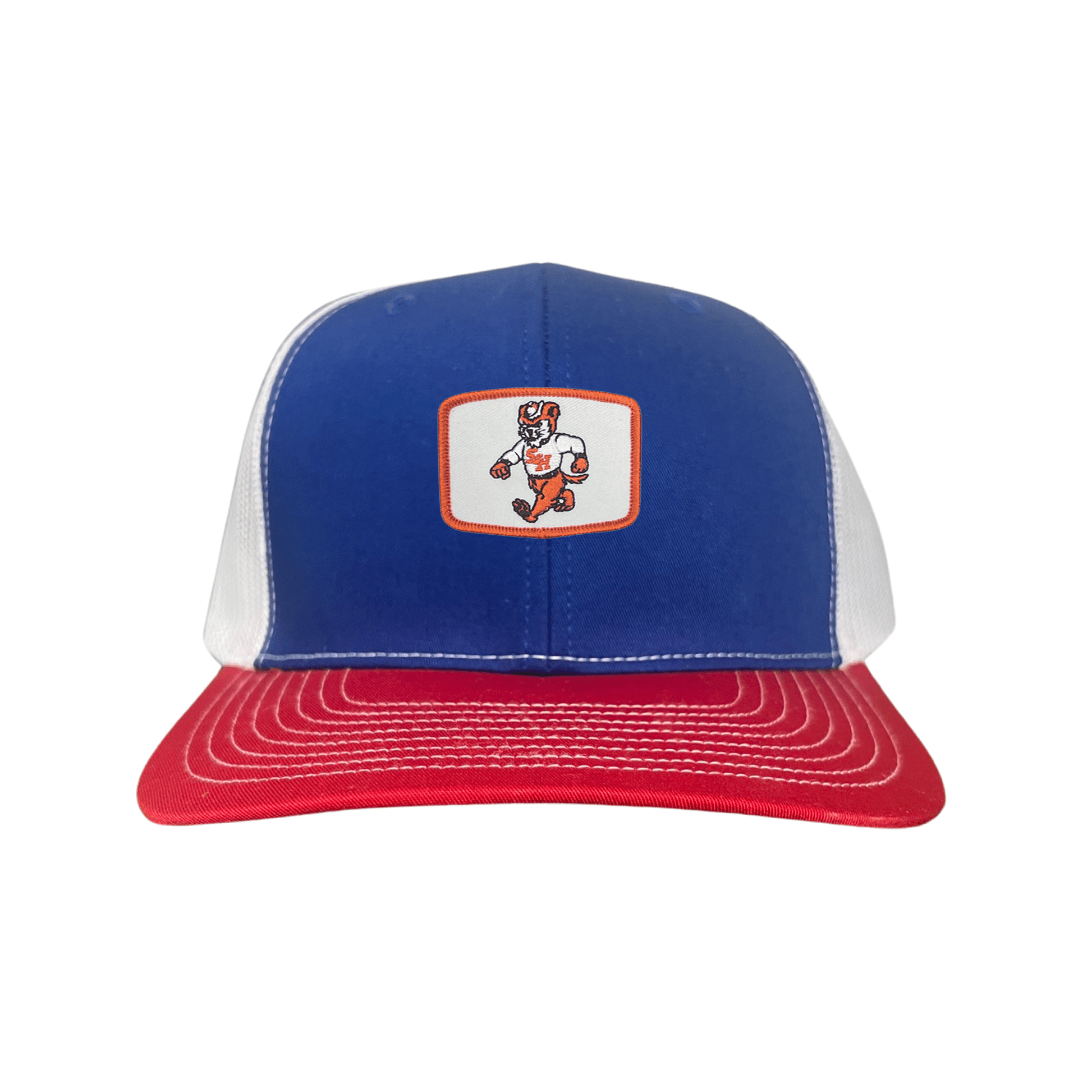Sam Houston Walking Sammy Bearkat / Limited Edition Silver Hat / 162 / Mesh Snap Back / SHSU010 - Flat Bill White With Navy Rope - Club Rehab