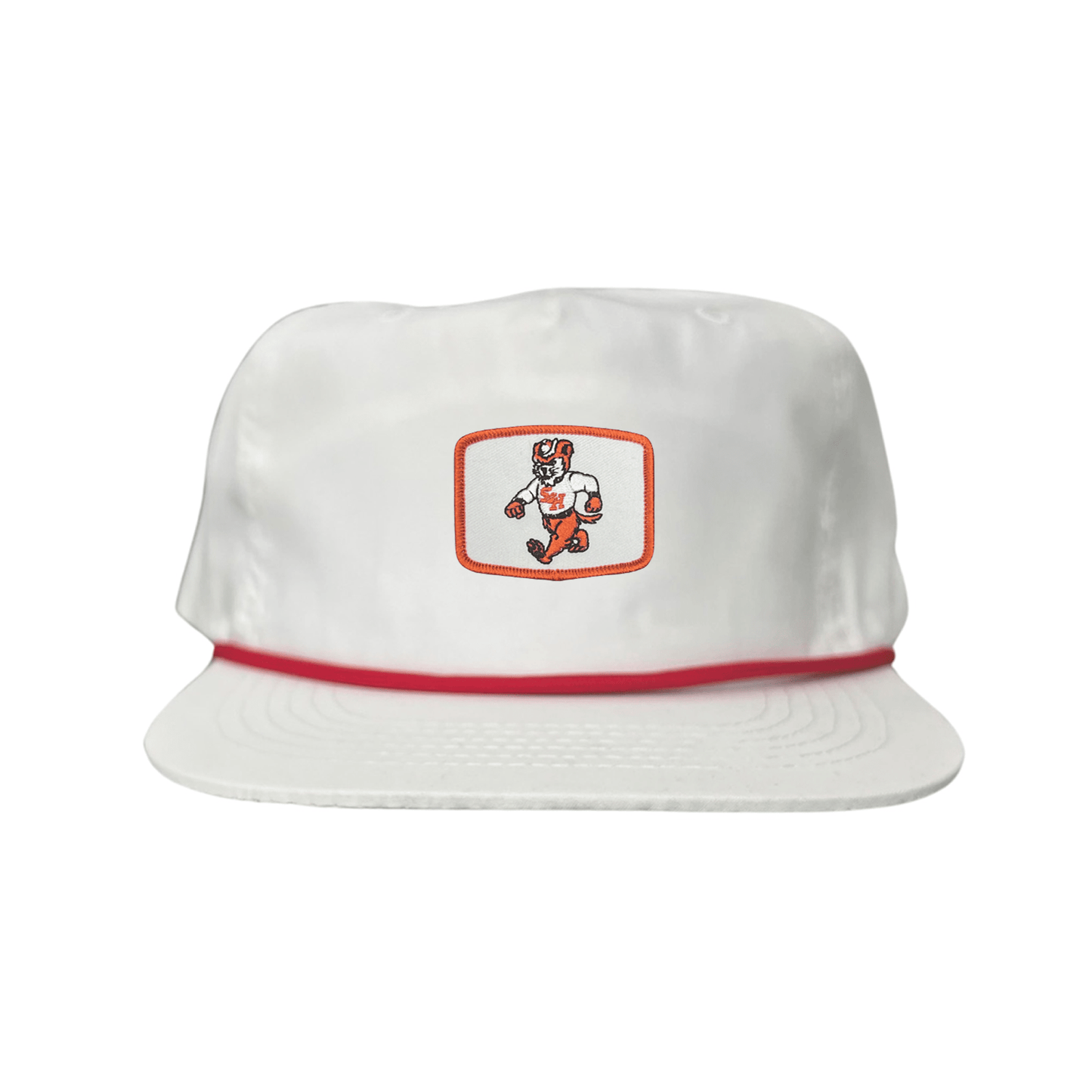 Sam Houston Walking Sammy Bearkat / Limited Edition Silver Hat / 162 / Mesh Snap Back / SHSU010 - Flat Bill White With Navy Rope - Club Rehab