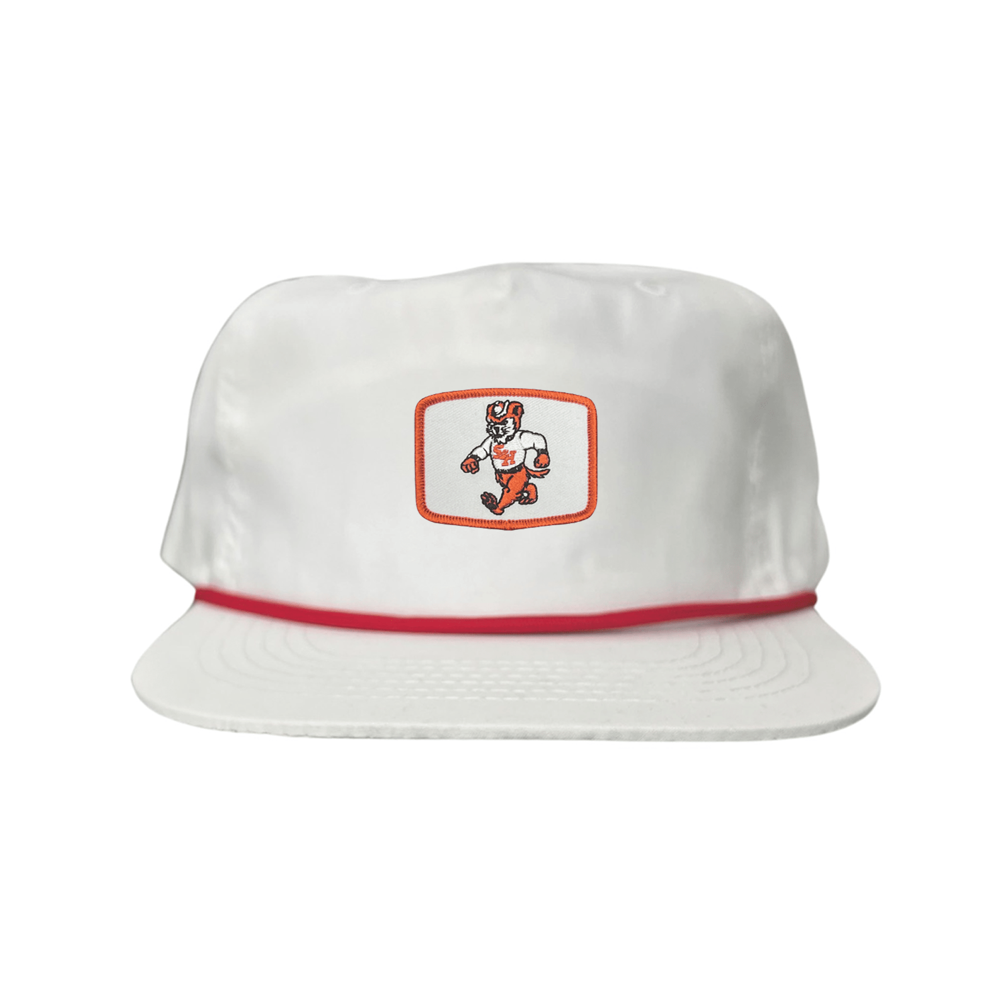 Sam Houston Walking Sammy Bearkat / Limited Edition Silver Hat / 162 / Mesh Snap Back / SHSU010 - Flat Bill White With Navy Rope - Club Rehab