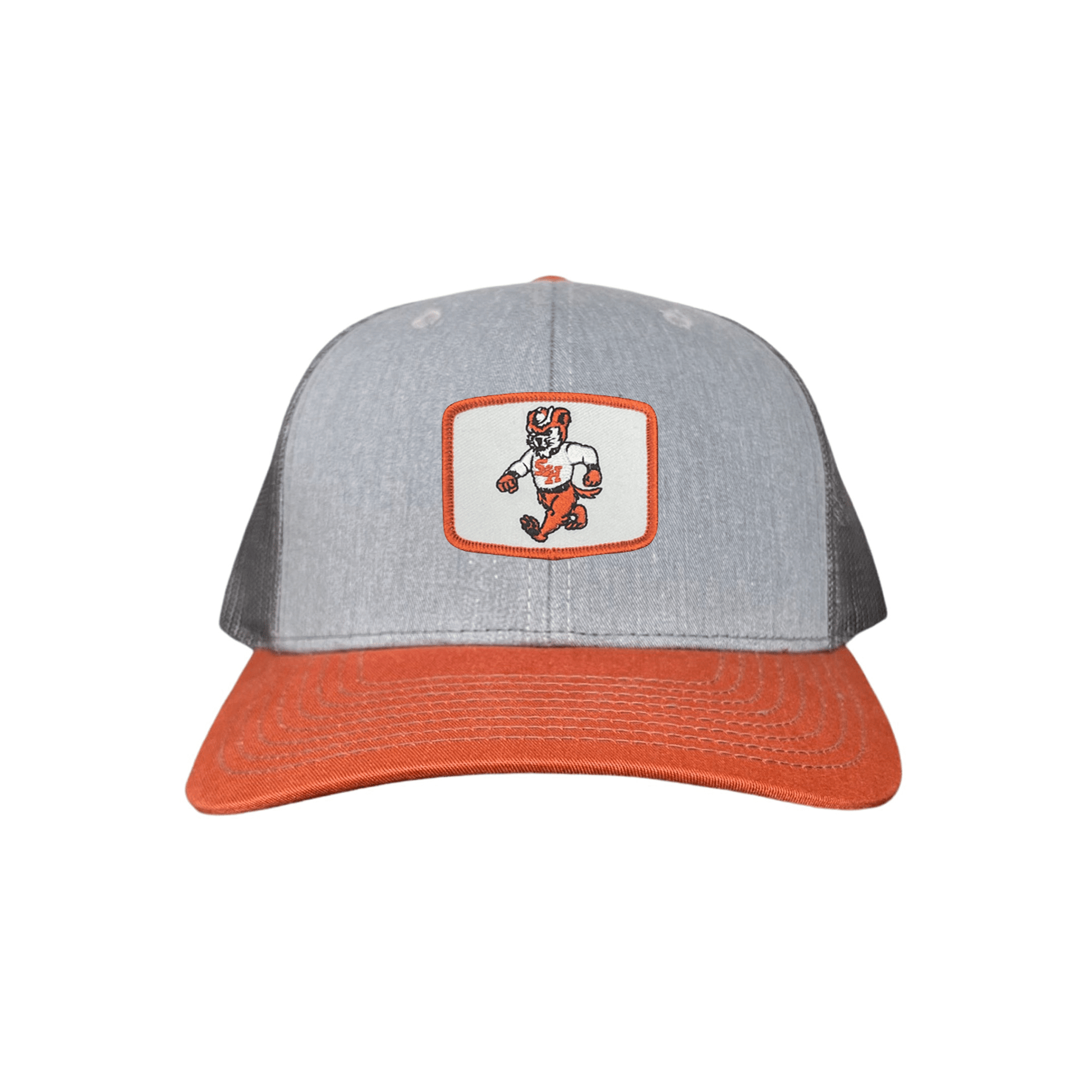 Sam Houston Walking Sammy Bearkat / Limited Edition Silver Hat / 162 / Mesh Snap Back / SHSU010 - Flat Bill White With Navy Rope - Club Rehab