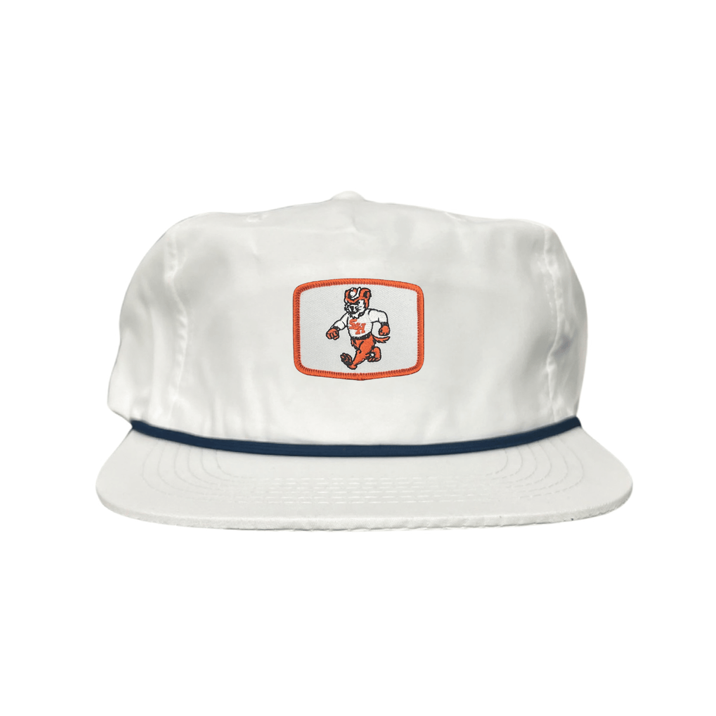 Sam Houston Walking Sammy Bearkat / Limited Edition Silver Hat / 162 / Mesh Snap Back / SHSU010 - Flat Bill White With Navy Rope - Club Rehab