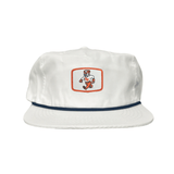 Flat Bill White With Navy Rope