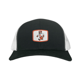 Black / White Curved Bill Trucker Mesh Snapback