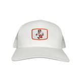 White / White Curved Bill Trucker Mesh Snapback