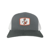 Charcoal / White Curved Bill Trucker Mesh Snapback