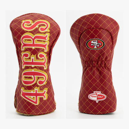San Francisco 49ers Solid Quilted Driver Headcover, front and back views