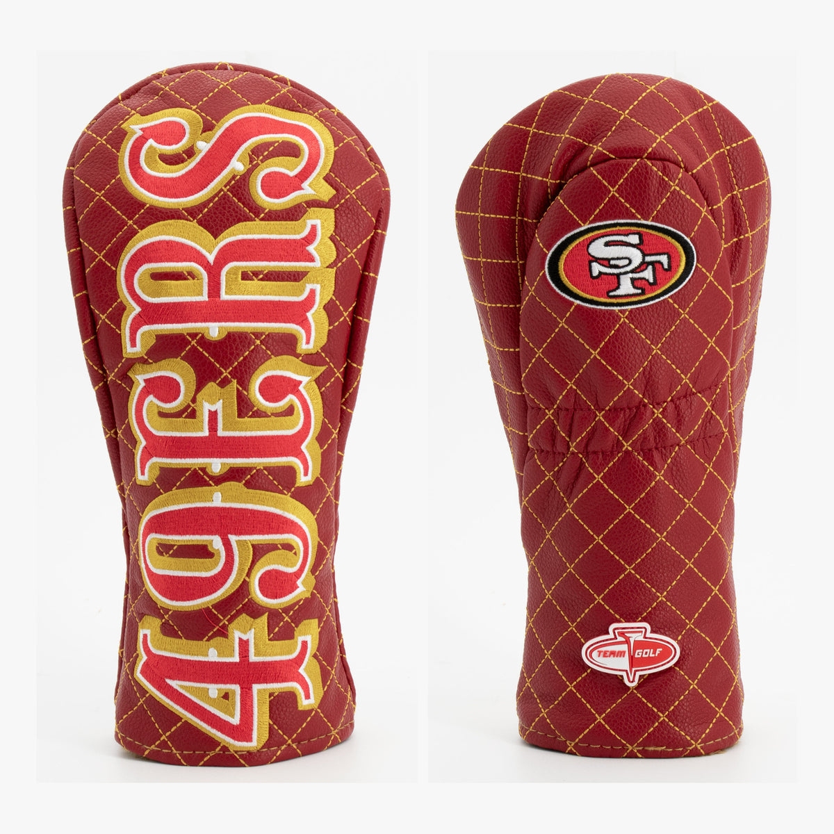 San Francisco 49ers Solid Quilted Fairway Headcover, front and back views